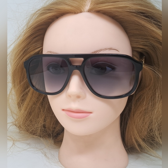 Gucci Women's Sunglasses Unisex GG1188S 002 Pilot Aviator Black Grey 58-17-140 - Picture 15 of 16